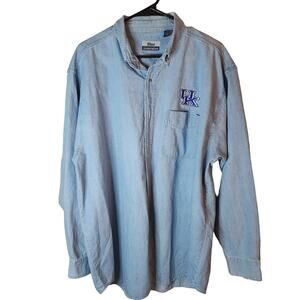 Blue Generation Brand Denim Button Front Mens XL Shirt UK Logo Embroidered Front